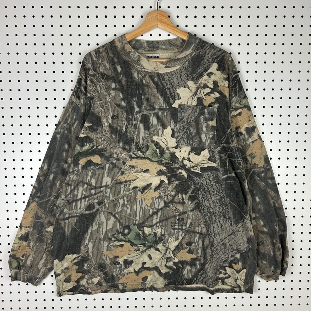 Jerzees Outdoors Mossy Oak Break Up Camo Pocket T-Shirt XL Crewneck Long Sleeve